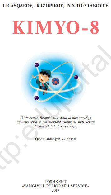 8 sinflar uchun kimyo kitobi